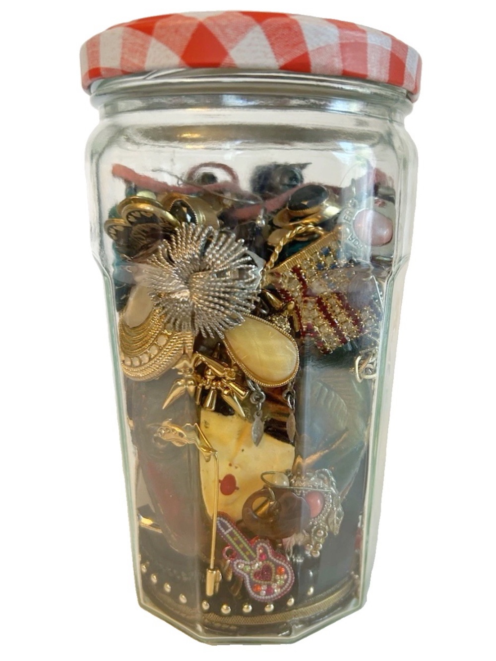 Mystery Jewelry Jar Lot Necklaces Bracelets Earrings Brooches Charms Surprise